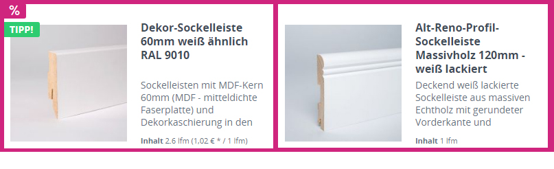 Weisse Sockelleisten von Leiste24