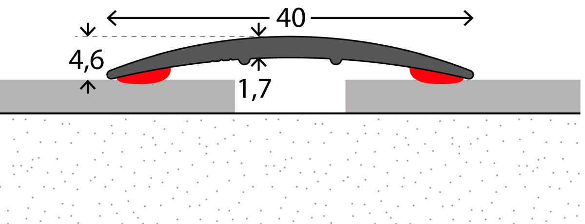 Prinz Übergangsprofil 40 mm - Nr. 136 - Edelstahl matt - 100 cm