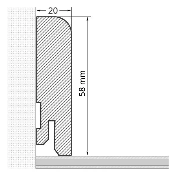 Massivholz-Sockelleiste 58 mm abgerundet - Erle geölt