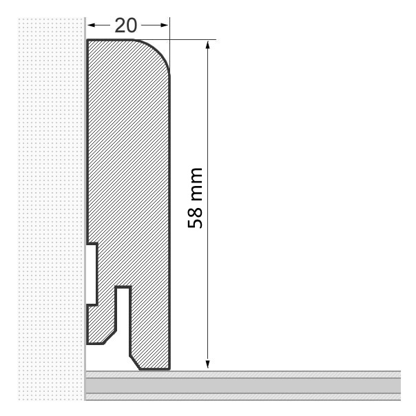 Massivholz-Sockelleiste 58 mm abgerundet - Erle geölt