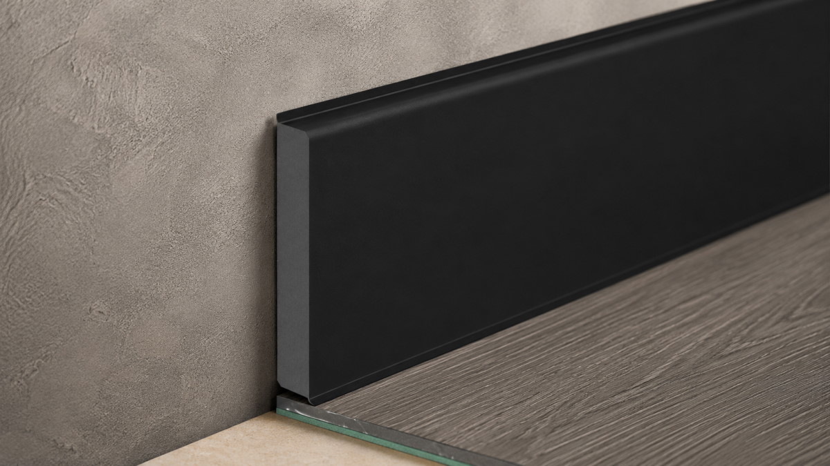 Hard foam skirting board TONDO - 80 mm - Black