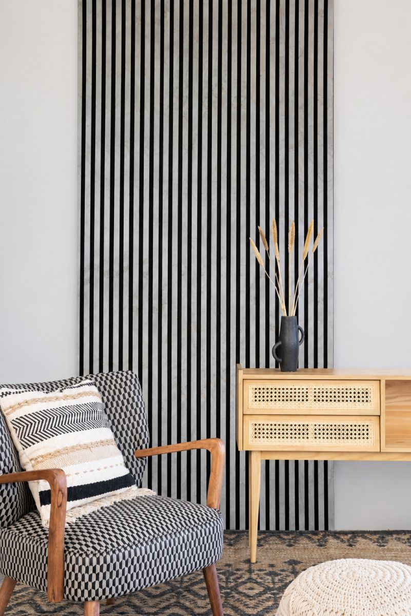 Acoustic+ Akustikpaneel Golden Stone 2400 x 600 mm - Akustikfilz Schwarz