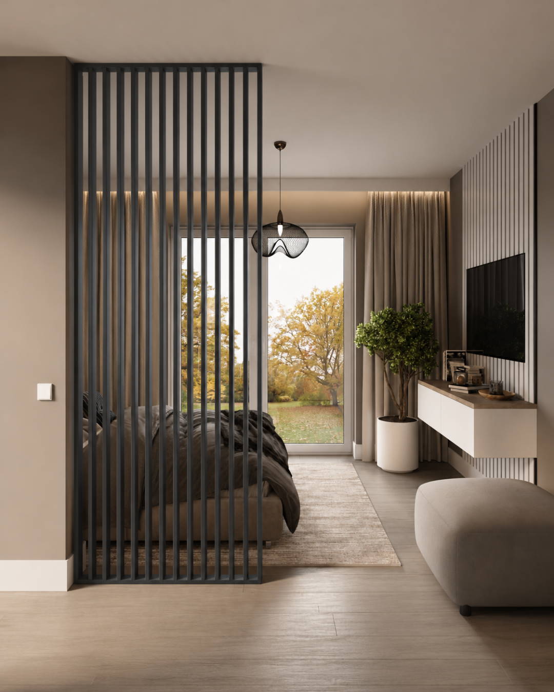 Room divider/ slat wall 580 x 2750 x 65 mm Grey/anthracite
