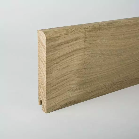 Massivholz-Sockelleiste abgerundet 100mm - Eiche roh