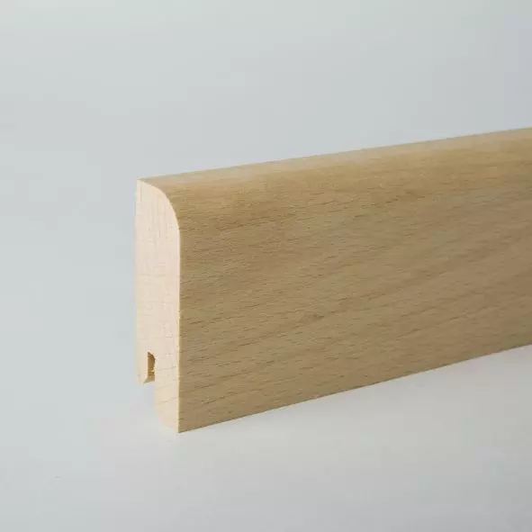 solid wood skirting 80mm with rounded front edge untreated beech