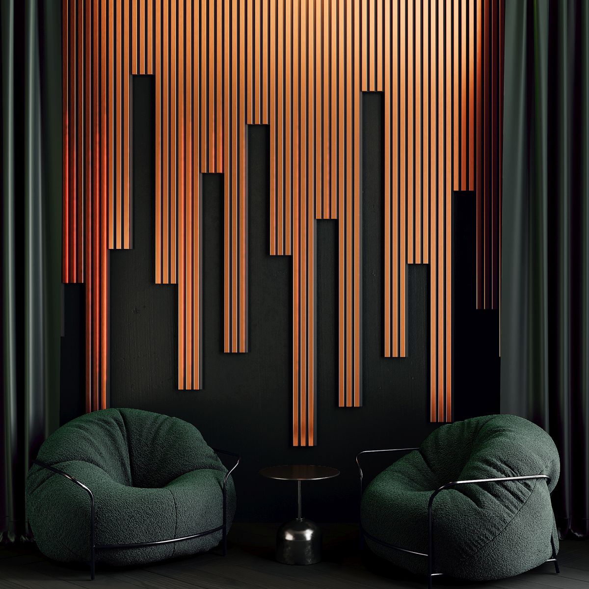 Acoustic+ Acoustic Panel Copper 2600 x 400 mm - Acoustic Felt Black