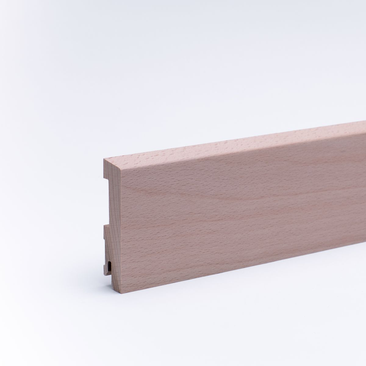 Massivholz Sockelleiste abgeschrägt 80mm - Buche roh