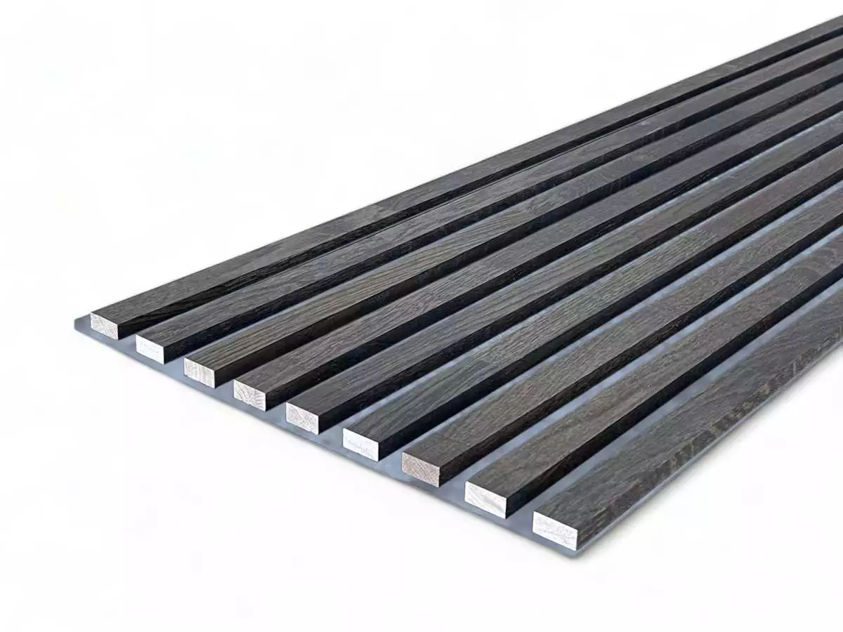 Massivholz Akustikpaneele Grau 2600 x 400 mm Eiche natur - Midnight Black