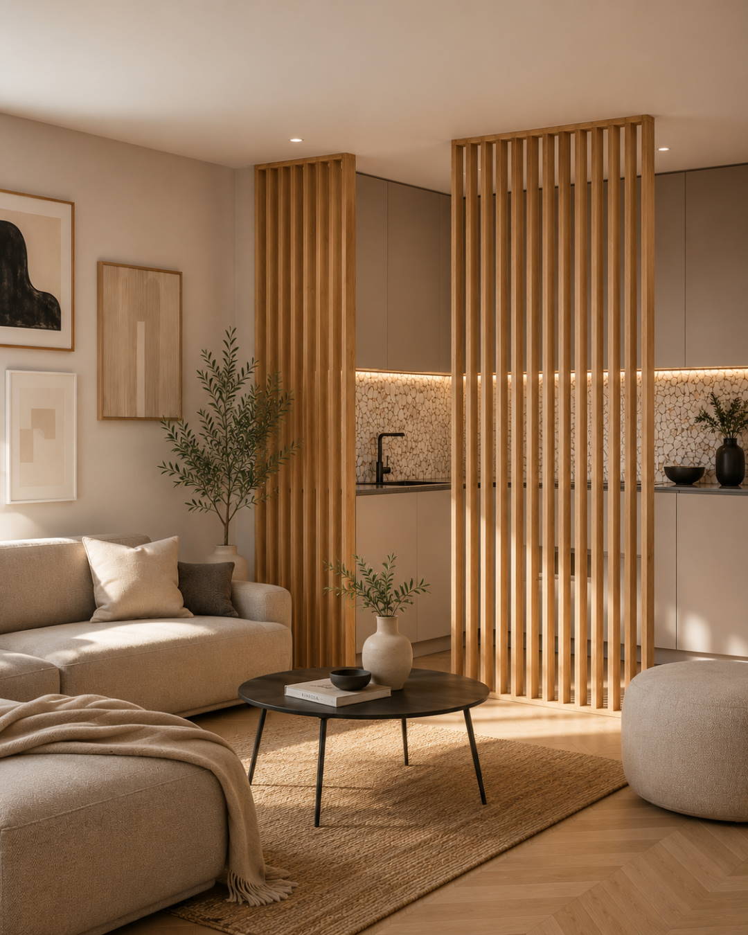 Room divider/ slat wall 580 x 2750 x 65 mm Oak nature