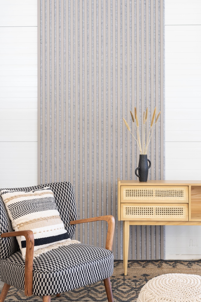 Acoustic panel 600 x 2400 mm Sand grey - Acoustic felt grey Acoustic panel 600 x 2400 mm Sand grey - Acoustic felt grey
