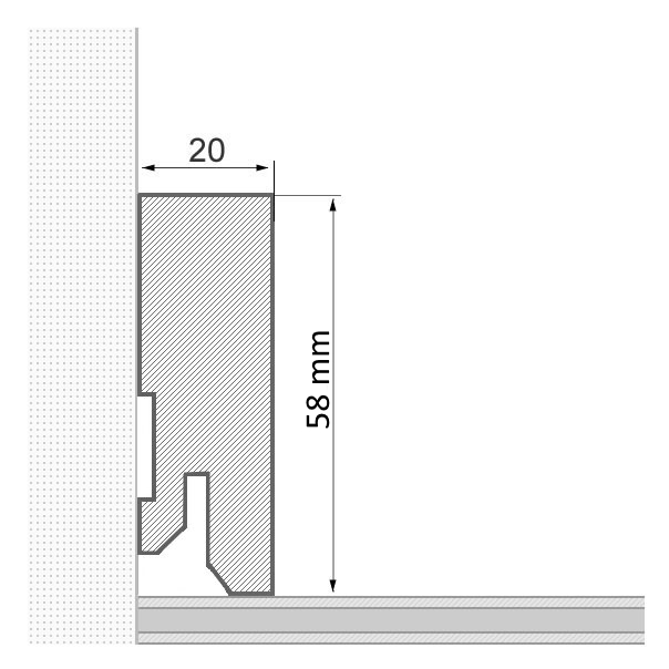 Vierkant-Massivholz-Sockelleiste 58 mm - Erle geölt