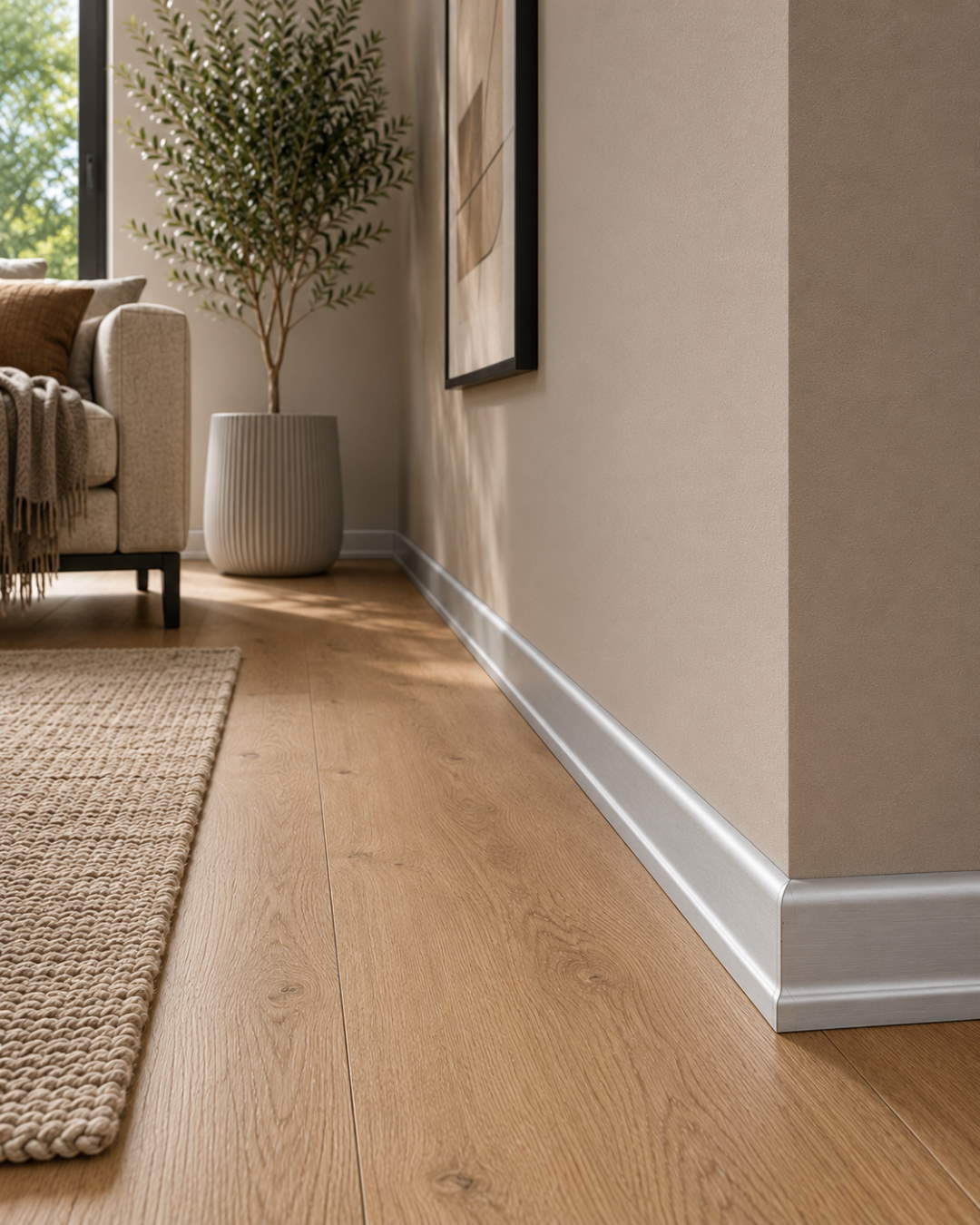 Skirting with wood optics 40 mm high-grade steel decor