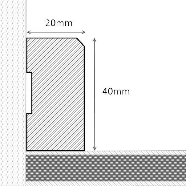 Solid wood skirting 40mm bevelled front edge - oak brushed and oiled