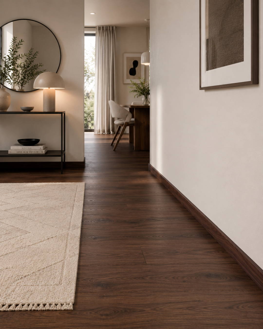 Skirting with wood optics 60 mm walnut tree
