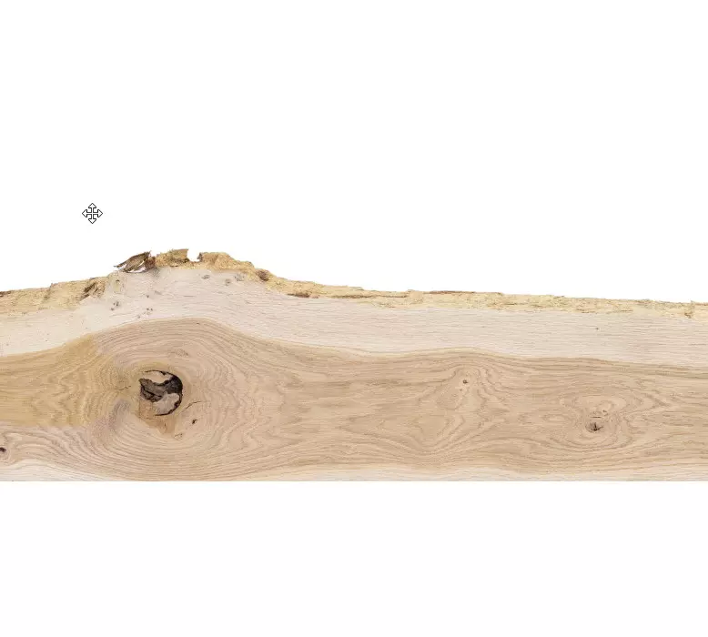 Massivholz Eiche 40 x 25-30 cm - mit Baumkante, besäumt und entrindet - unbehandelt