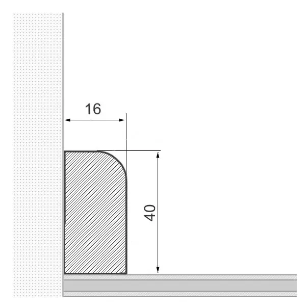 Massivholz-Sockelleiste 40x16mm abgerundet - Eiche lackiert
