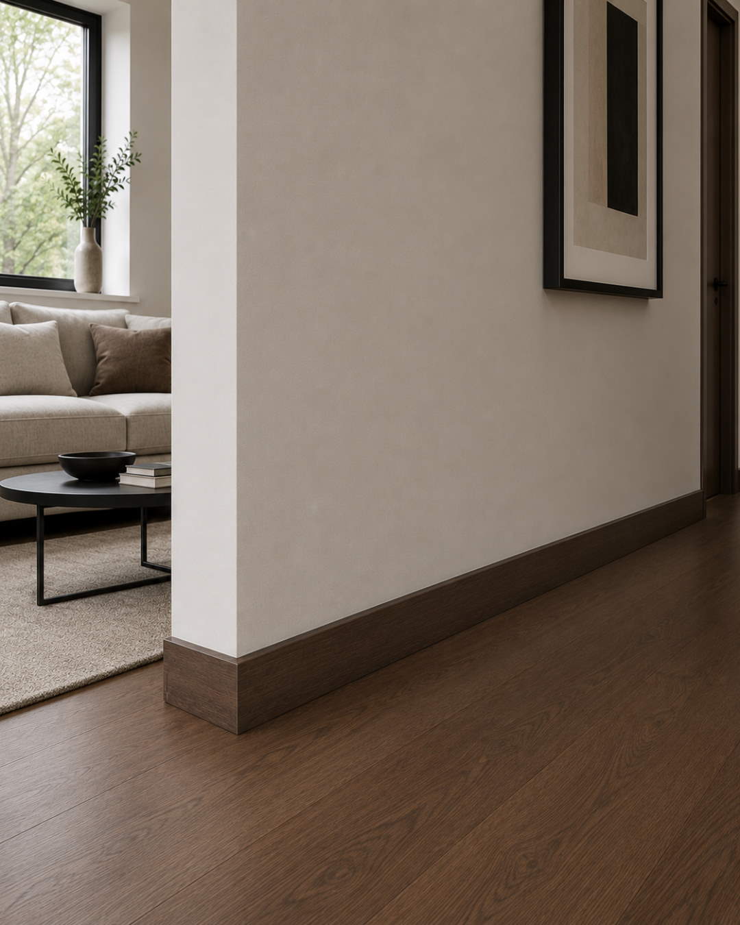 Skirting with wood optics 60 mm dark oak