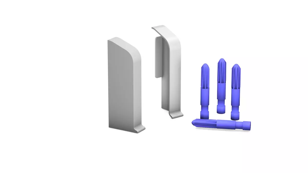 Endstücke Links / Rechts für Metallsockelleiste 60mm Silber