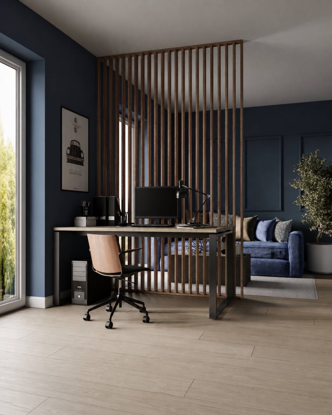 Room divider/ slat wall 580 x 2750 x 65 mm Oak dark
