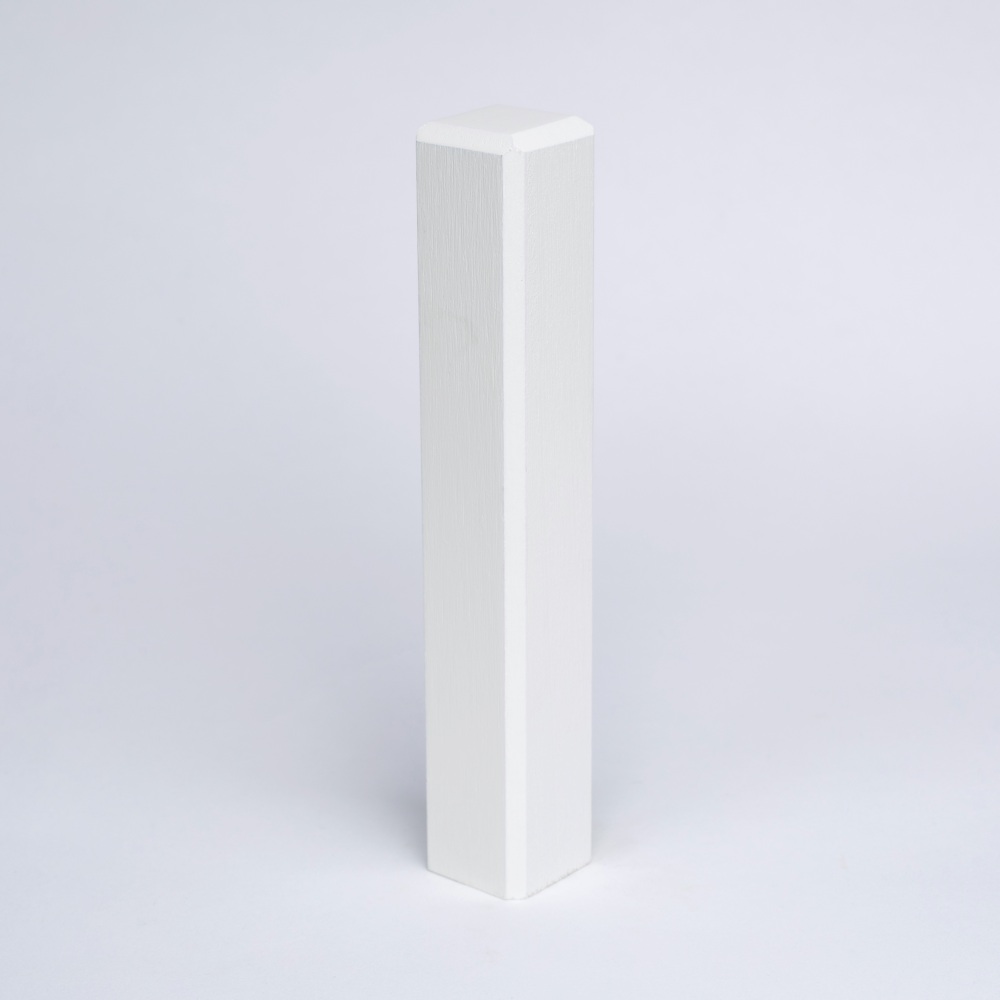 Massivholz Universal-Eckblock 125mm Weiß Lackiert RAL9010 - mit Fase
