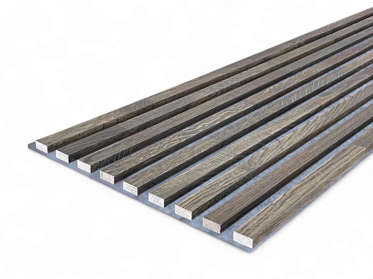 Massivholz Akustikpaneele Grau 2600 x 400 mm Eiche natur - Smoky
