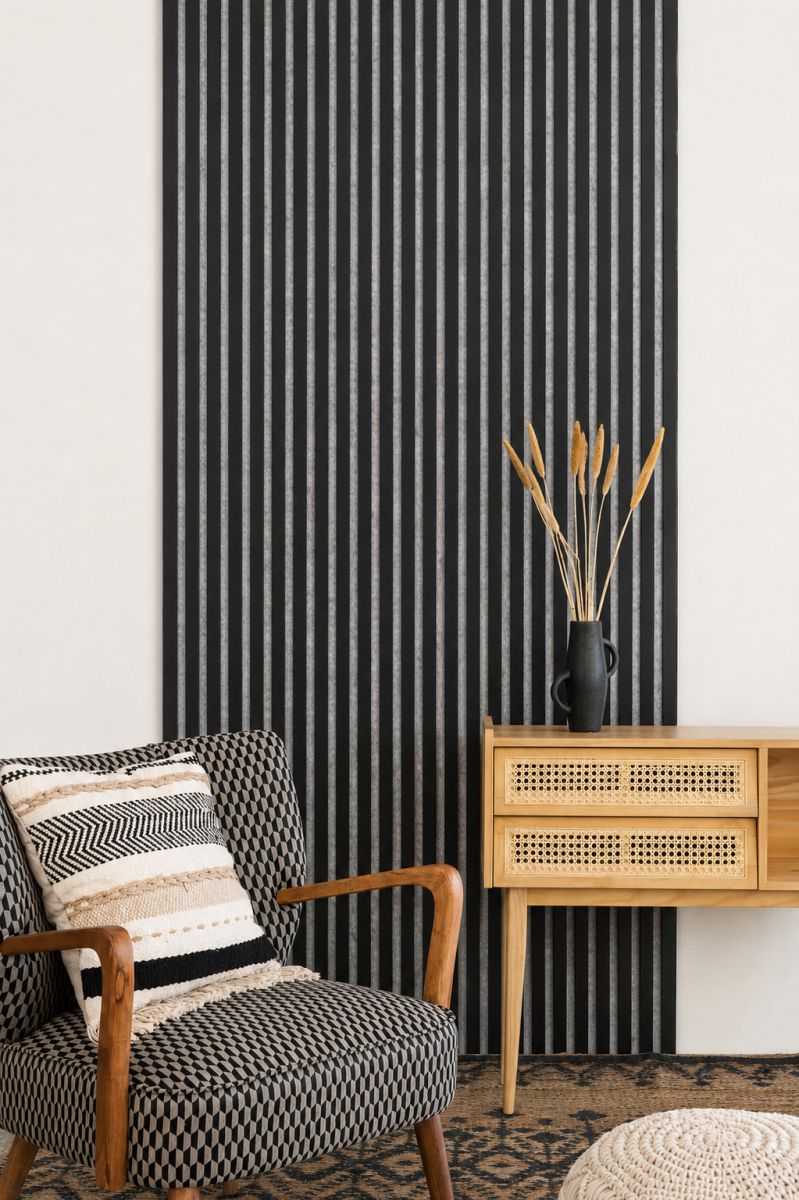 Acoustic+ acoustic panel Black 3000 x 400 mm - Acoustic felt Grey