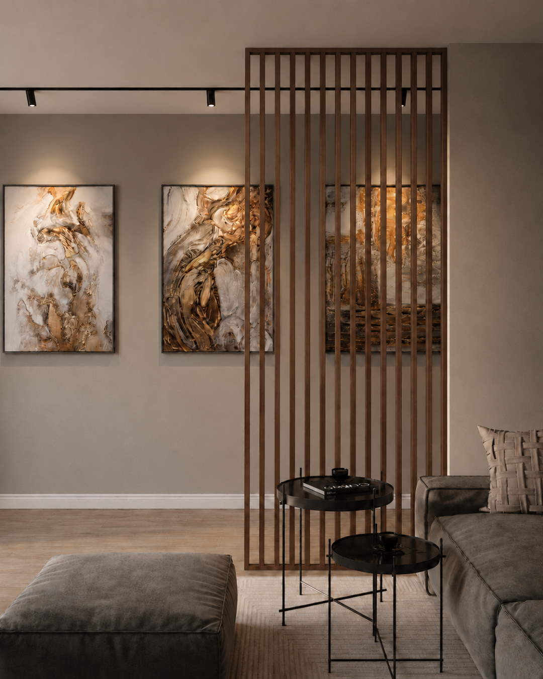 Room divider/ slat wall 580 x 2750 x 65 mm Oak dark