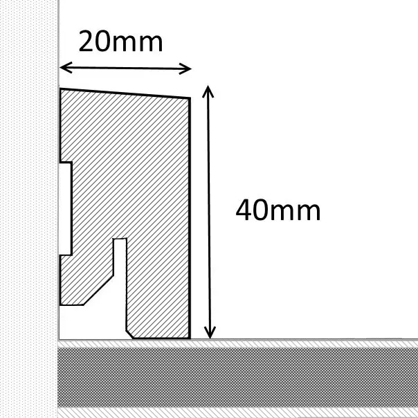 Massivholz-Sockelleiste 40 mm abgeschrägt -Esche roh