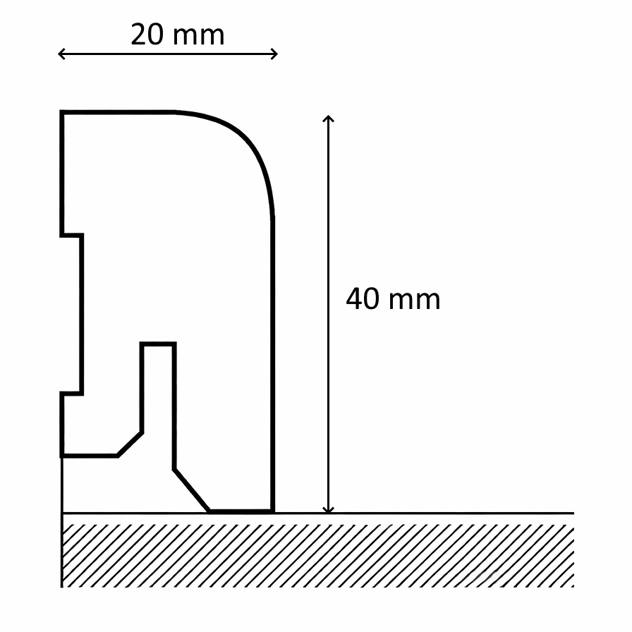 Solid wood skirting rounded 40 mm - Ash varnished