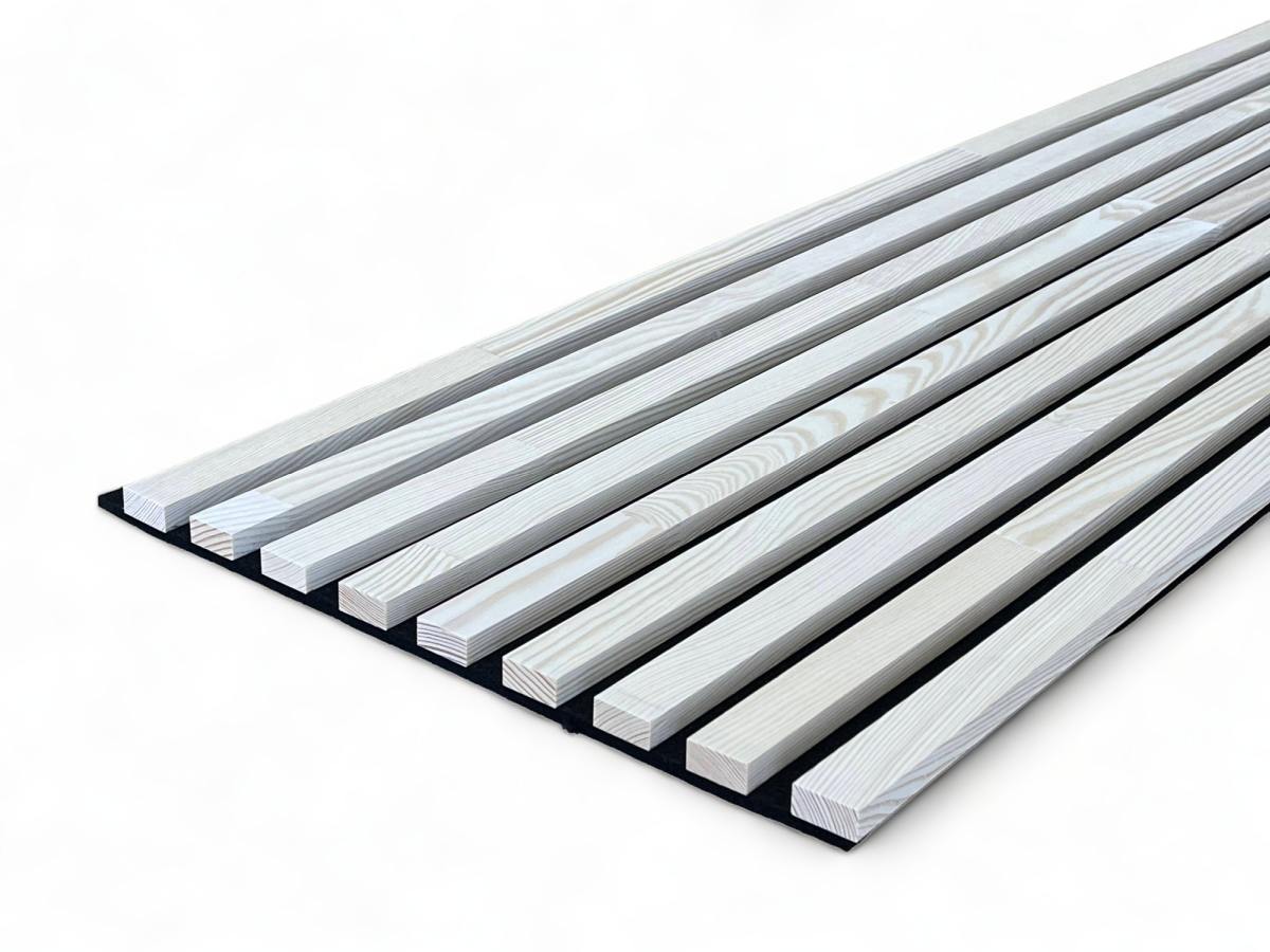 Acoustic+ Solid Wood Acoustic Panel Black 2600 x 400 mm - Pine - Light White