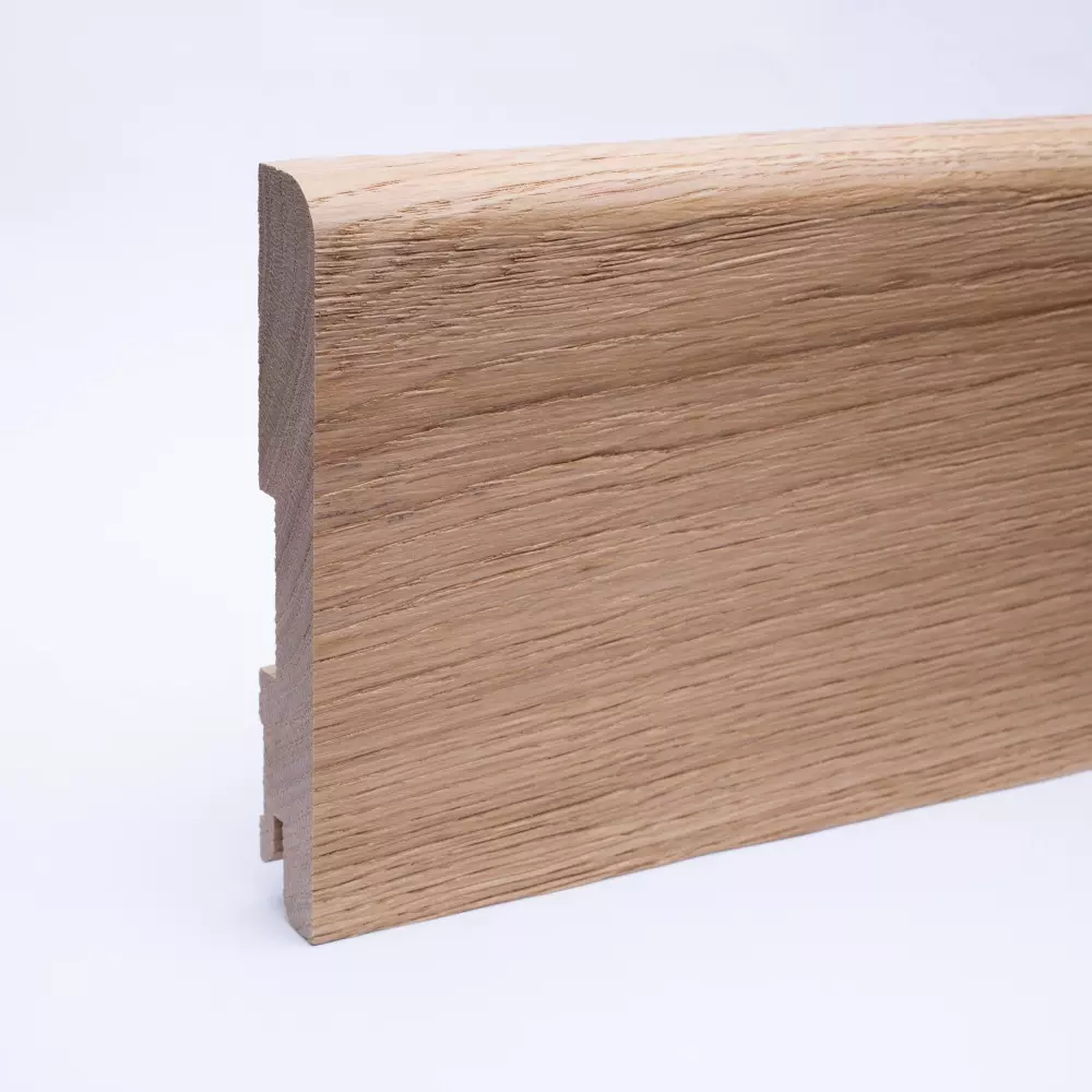 solid wood skirting 120mm with rounded front edge varnished oak
