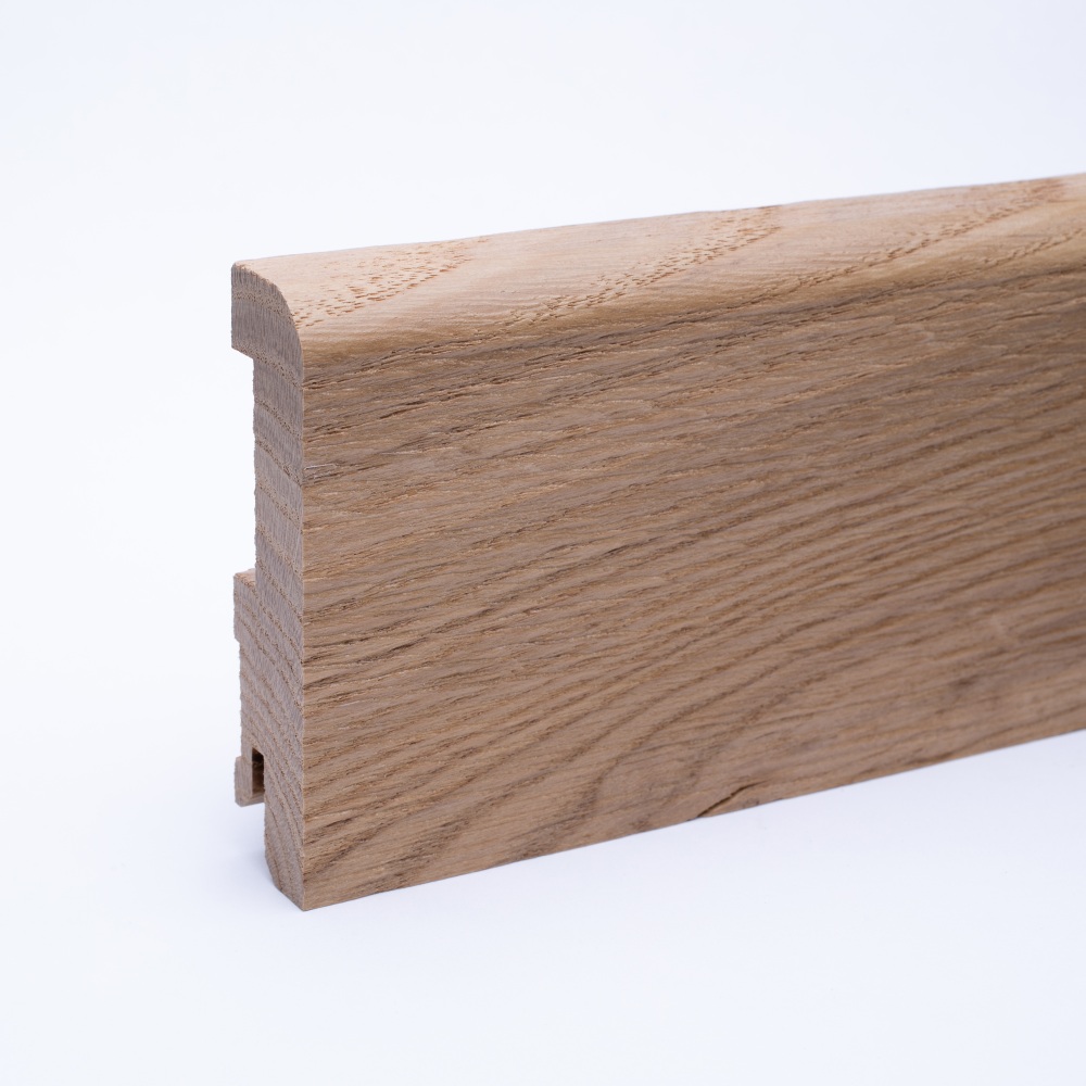 solid wood skirting 80mm with rounded front edge varnished oak
