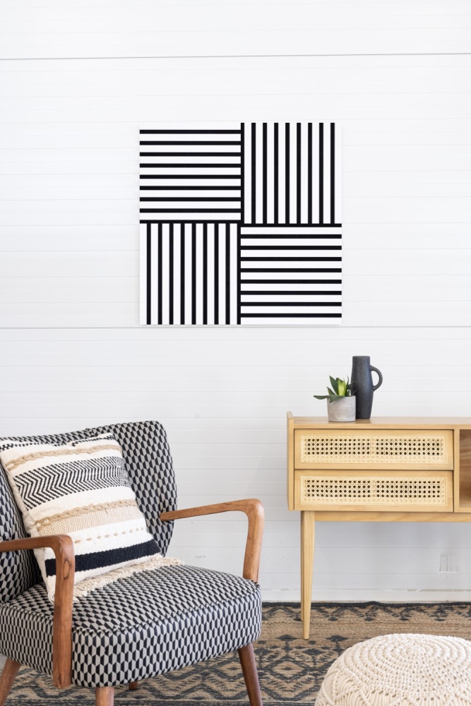 Acoustic panel 400 x 400 mm White - Black acoustic felt Acoustic panel 400 x 400 mm White - Black acoustic felt