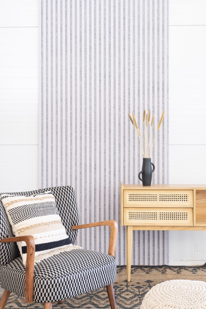 Acoustic panel 2600 x 400 mm Rose - Acoustic felt Grey - Wall cladding panels Acoustic panel 2600 x 400 mm Rose - Acoustic felt Grey - Wall cladding panels