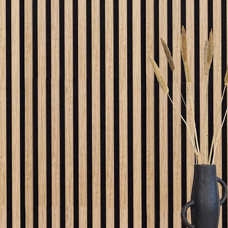 Acoustic+ Acoustic Panel Natural Oak 800 x 400 mm - Black Acoustic Felt