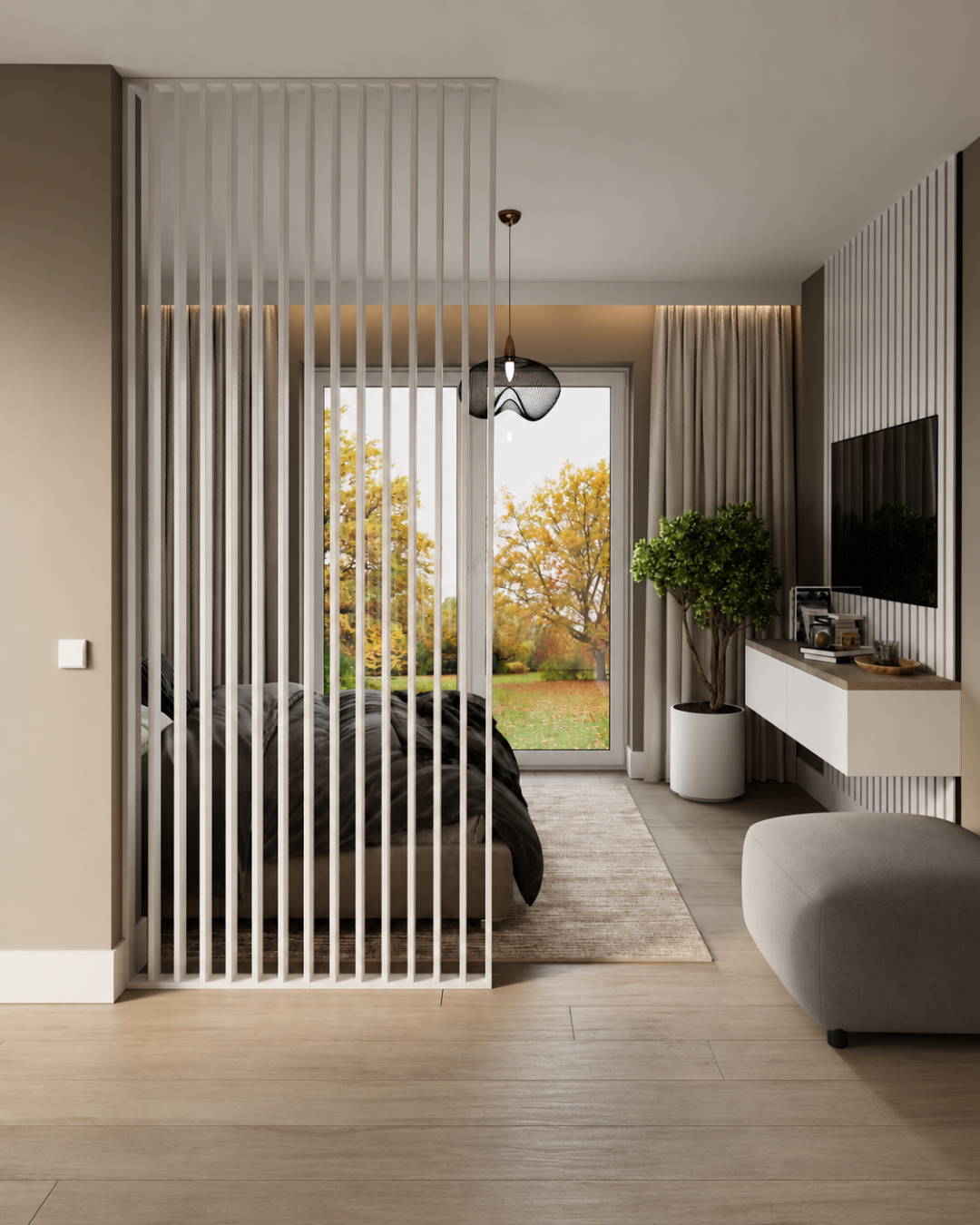 Room divider/slat wall 580 x 2750 x 65 mm white