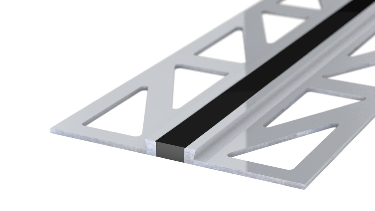 Aluminium expansion joint profile - EPDM joint - for 2mm coverings - Black 3m