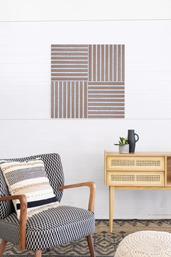 Acoustic panel 400 x 400 mm Dark Oak - Grey acoustic felt