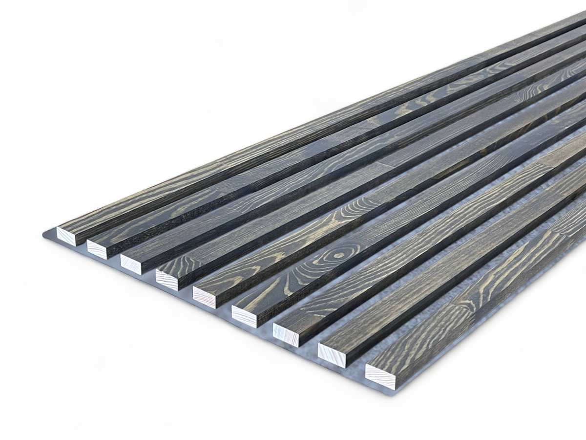Massivholz Akustikpaneele Grau 2600 x 400 mm Kiefer - Smoky