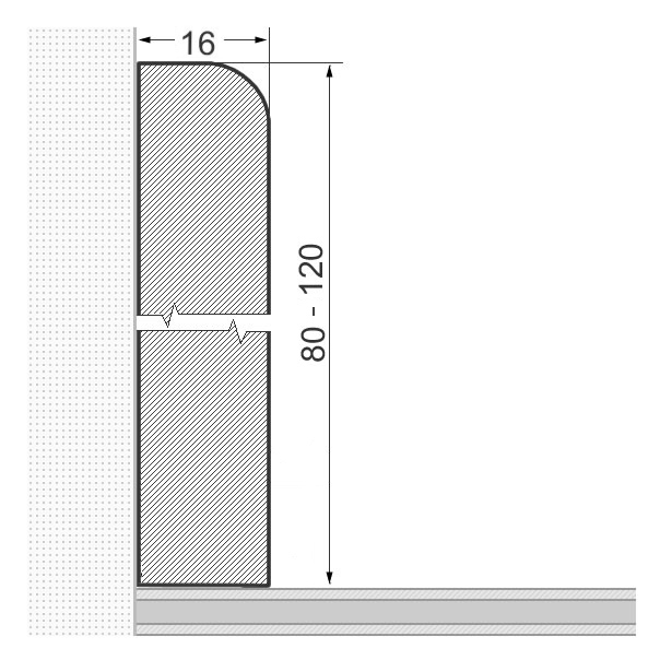 Massivholz-Sockelleiste 100x16mm abgerundet - Eiche roh
