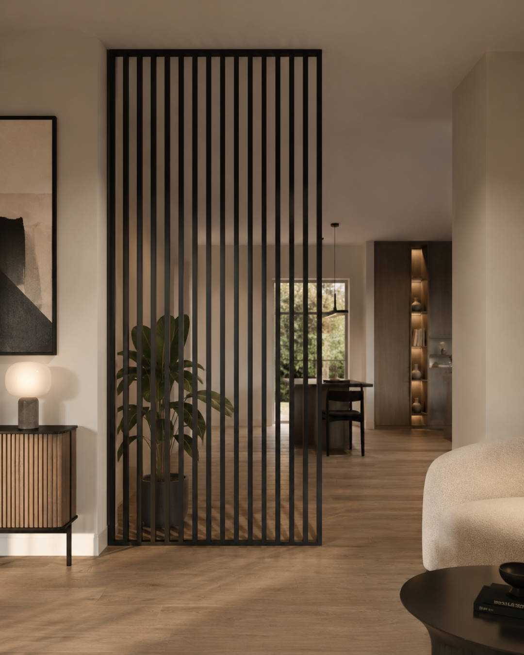 Room divider/ slat wall 580 x 2750 x 65 mm black