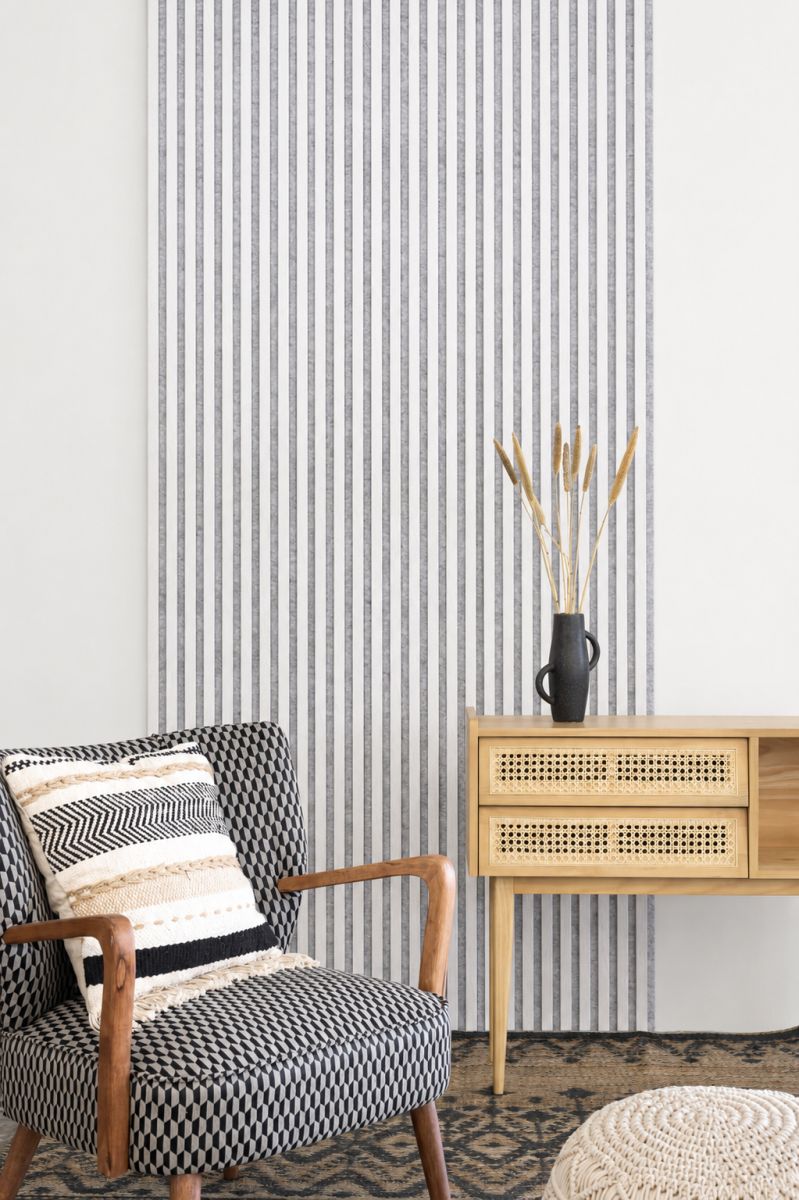 Acoustic+ Acoustic Panel Vintage Oak 2600 x 400 mm - Acoustic Felt Gray