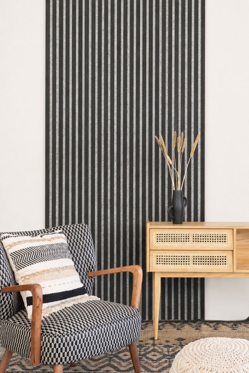 Acoustic+ Acoustic panel Grey-Anthracite 3000 x 400 mm - Acoustic felt Grey