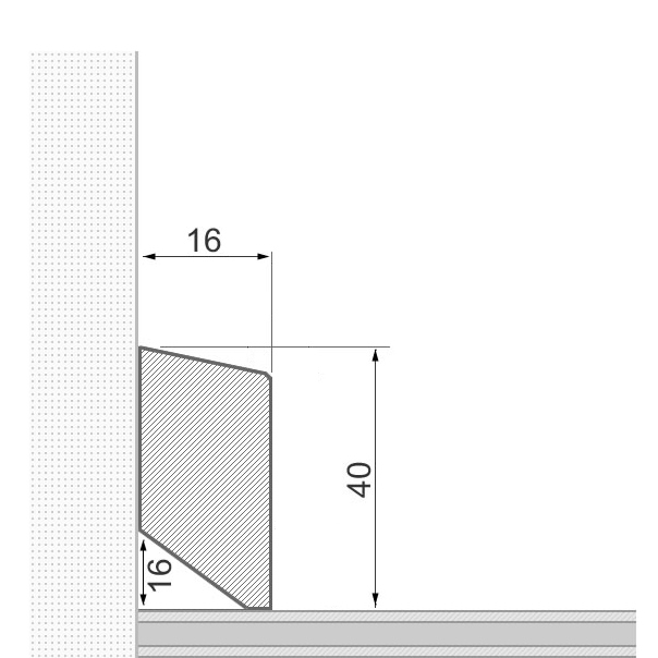 Massivholz-Sockelleiste 40x16mm abgeschrägt - Eiche roh