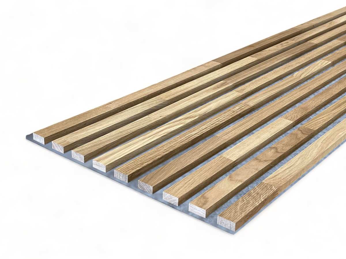 Solid wood acoustic panels Grey 2600 x 400 mm oak - Hard Wax Oil