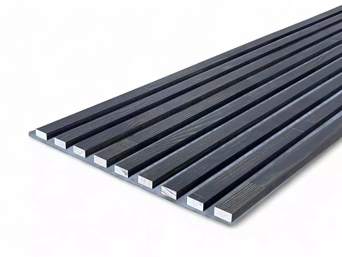 Massivholz Akustikpaneele Grau 2600 x 400 mm Kiefer - Midnight Black