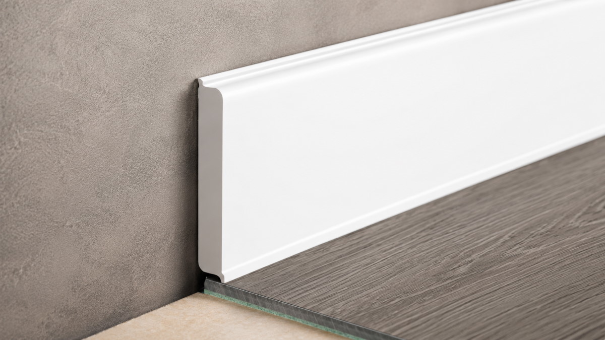 Hard foam skirting board TONDO - 80 mm - White
