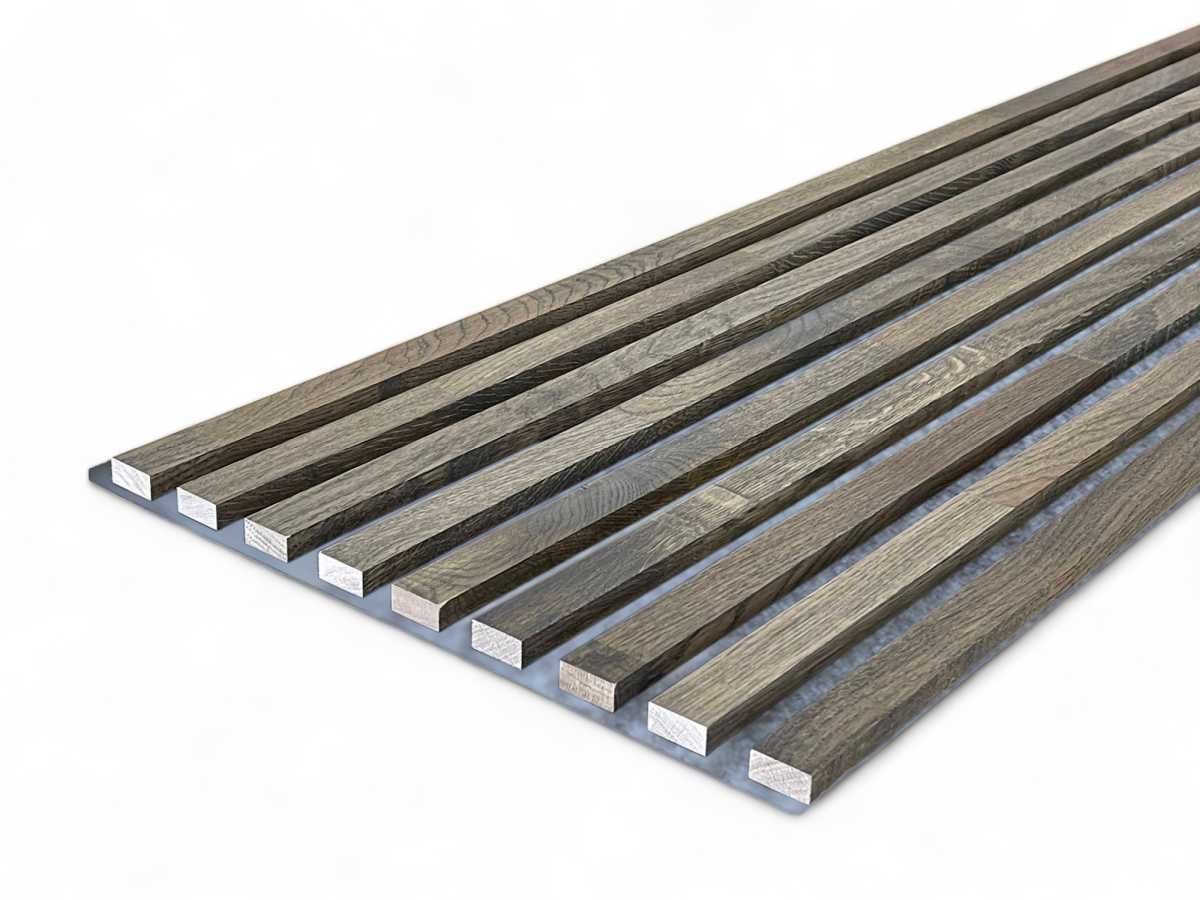 Massivholz Akustikpaneele Grau 2600 x 400 mm Eiche natur - Charcoal Grey
