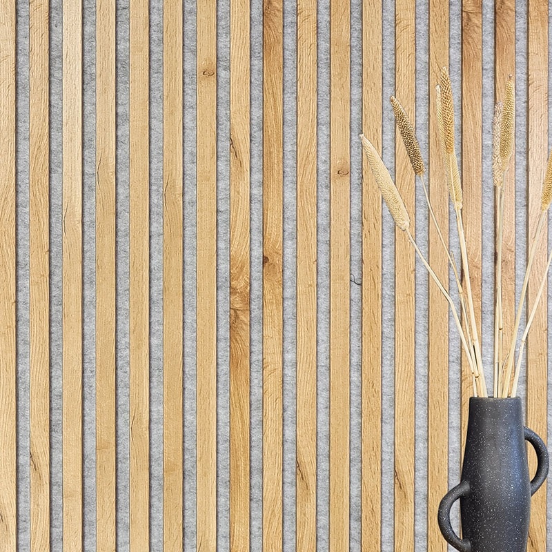 Acoustic+ Acoustic Panel Wild Oak 400 x 400 mm - Acoustic Felt Gray