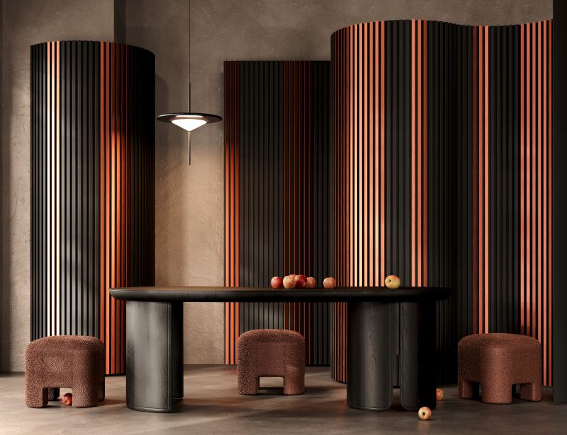 Acoustic panel 2400 x 600 mm copper - Black acoustic felt Acoustic panel 2400 x 600 mm copper - Black acoustic felt